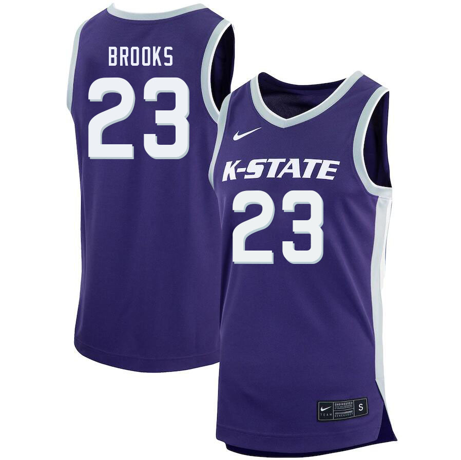 Men #23 Jordan Brooks Kansas State Wildcats College Basketball Jerseys Sale-Purple